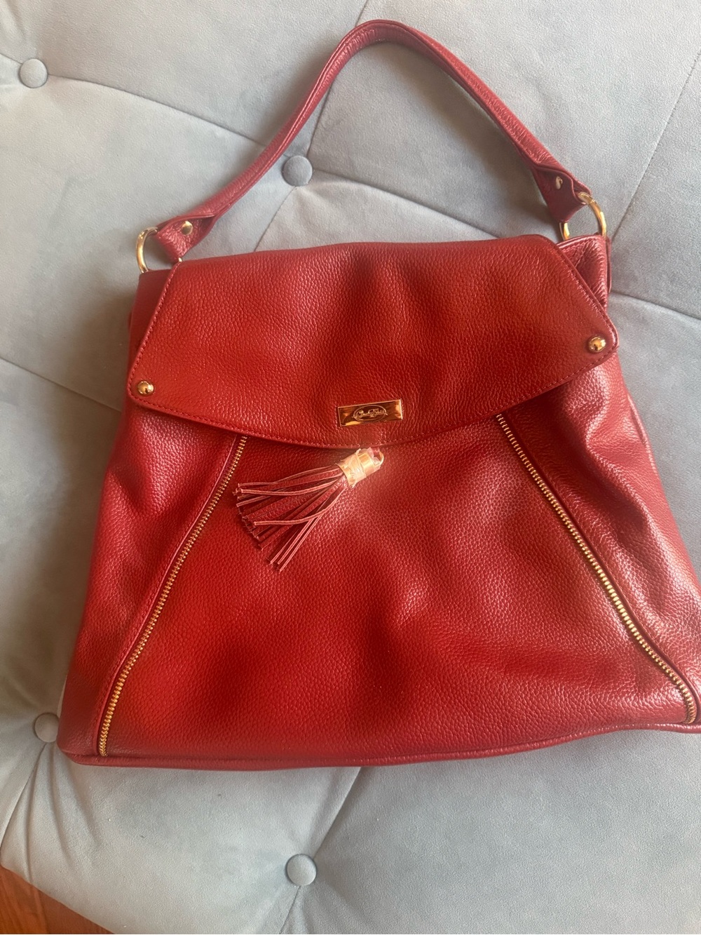 NWOT Onna Ehrlich Crimson Red Pebbled Leather Rachel Hobo Bag